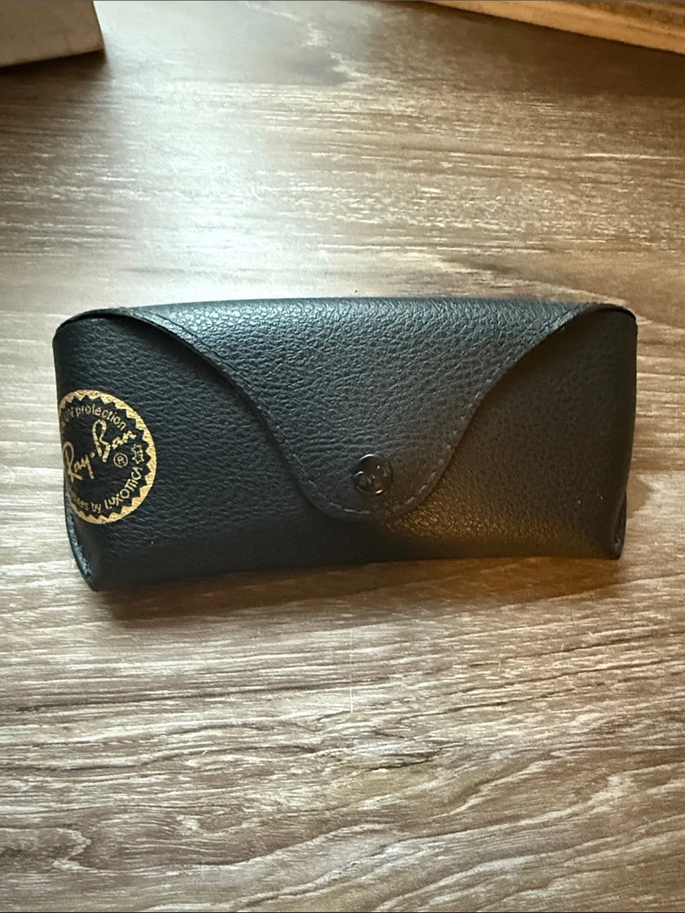 Ray-Ban Black Leather Sunglasses Case with Gold Logo